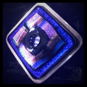 "Por L'Amour de la Mer" Silver and Glass Brooch